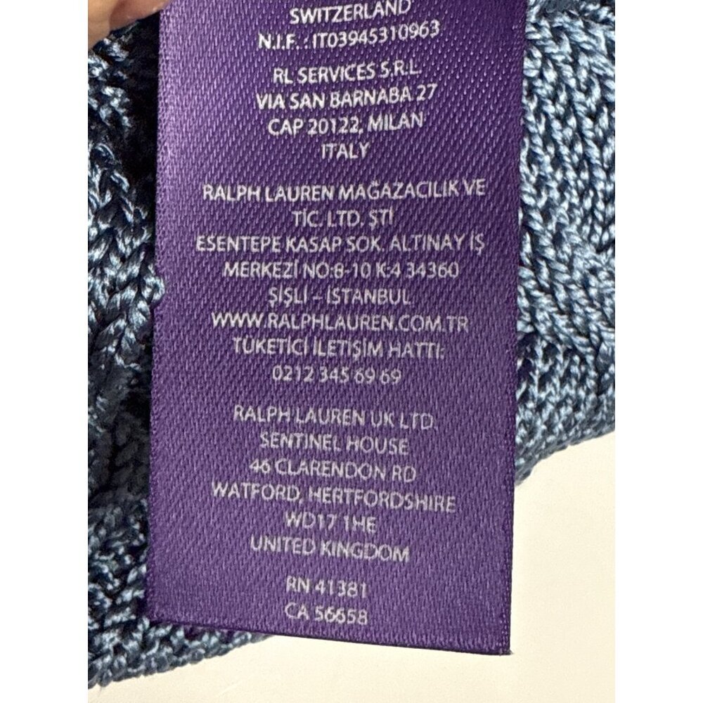 Ralph Lauren Collection Women's Sweater 100% Silk Cableknit Purple Label Blue XL - Picture 11 of 11